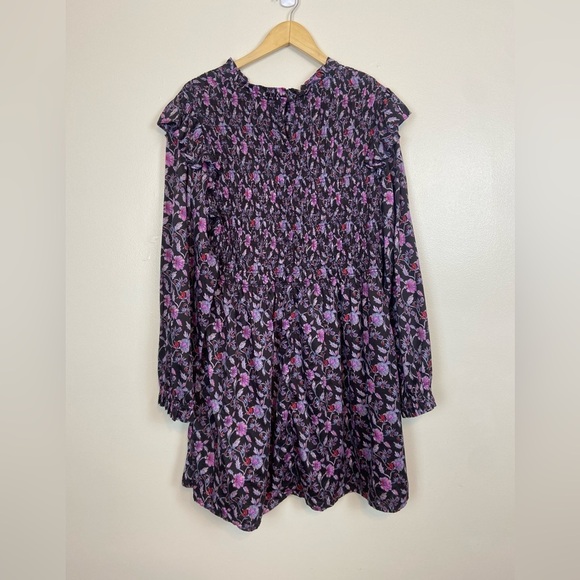 GAP SMOCKED RUFFLE SLEEVE FLORAL MINI DRESS BOHO - Picture 3 of 8